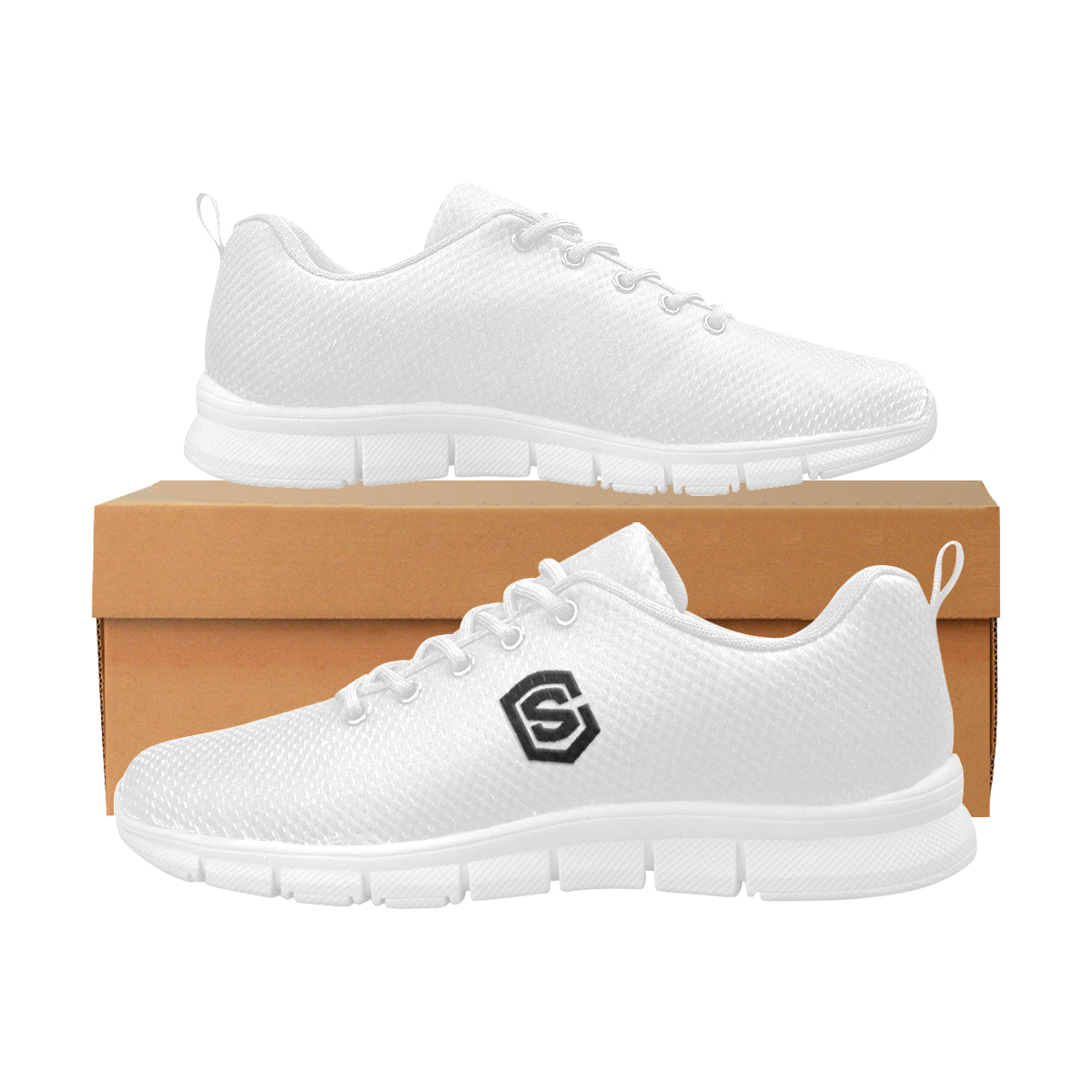 black logo Women's Breathable Running Shoes (Model 055)