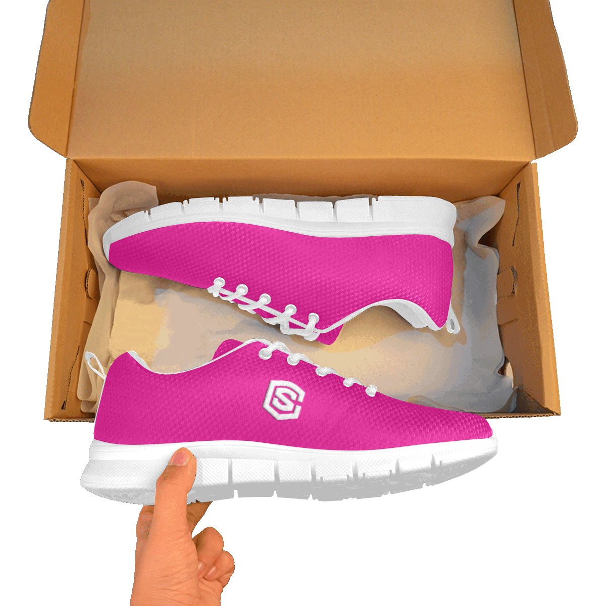 white logo Women's Breathable Running Shoes (Model 055)