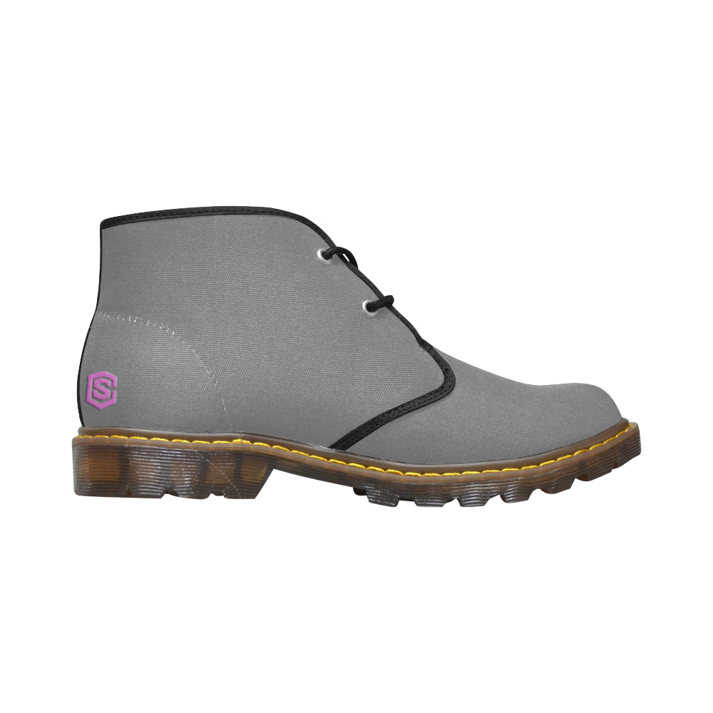 pink logo Women's Canvas Chukka Boots (Model 2402-1)