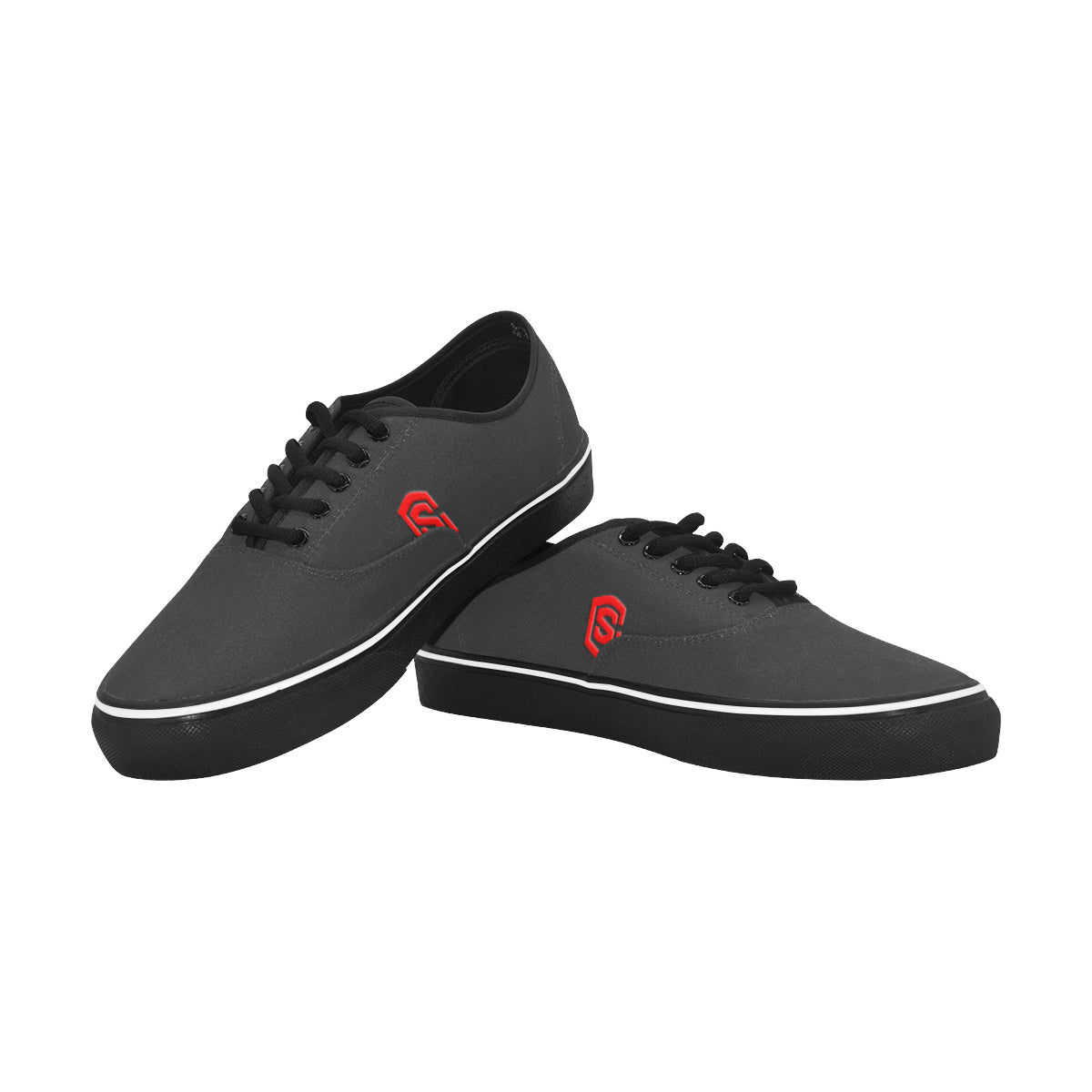 red logo Classic Men's Canvas Low Top Shoes/Large (Model E001-4)