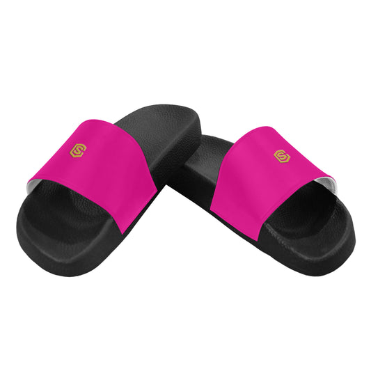 gold logo Women's Slide Sandals (Model 057)
