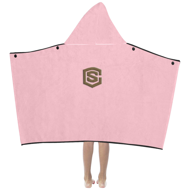 Pink Kids' Hooded Bath Towels with Brown Logo Kids' Hooded Bath Towels