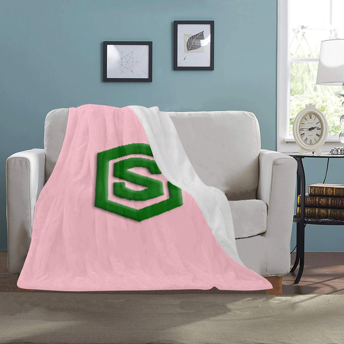 Pink Ultra-Soft Micro Fleece Blanket with Green Logo Ultra-Soft Micro Fleece Blanket 30"x40"