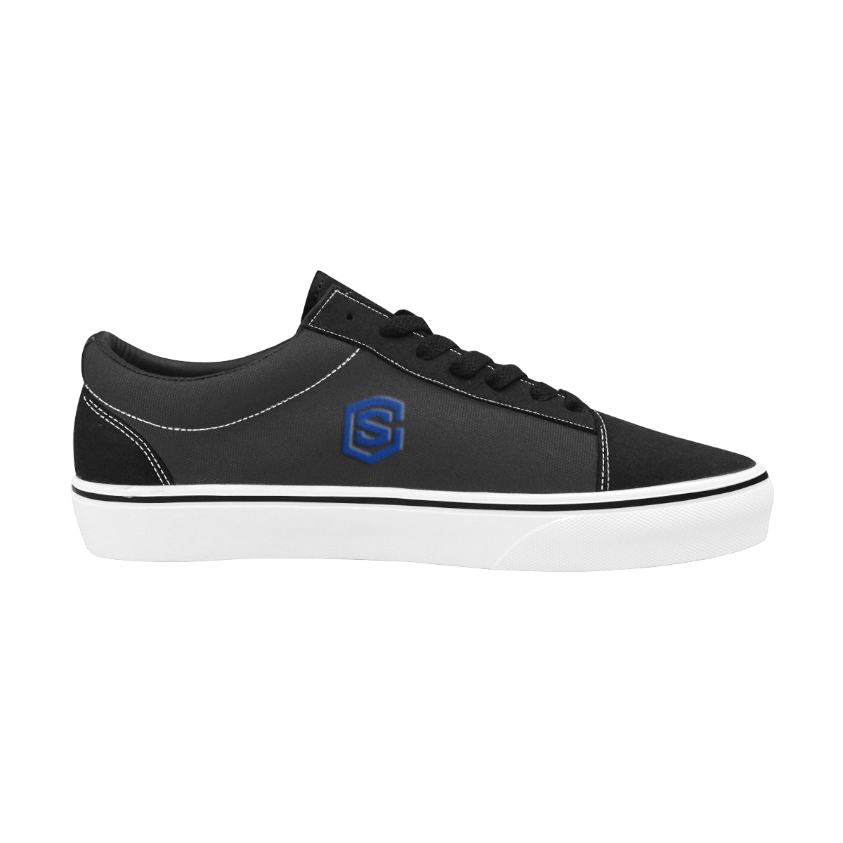 blue logo Men's Low Top Skateboarding Shoes (Model E001-2)