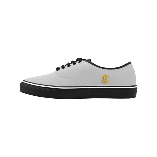 gold logo Classic Men's Canvas Low Top Shoes/Large (Model E001-4)