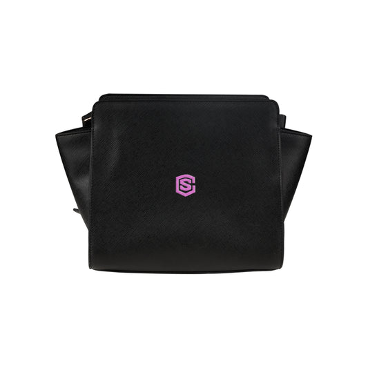 BLACK SATCHEL BAG pink logo Satchel Bag (Model 1635)