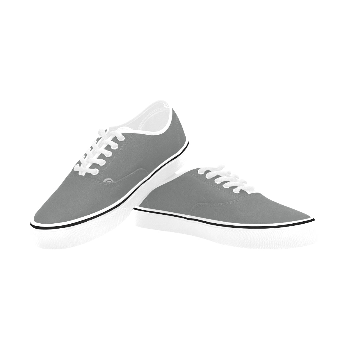 silver logo Classic Women's Canvas Low Top Shoes (Model E001-4)