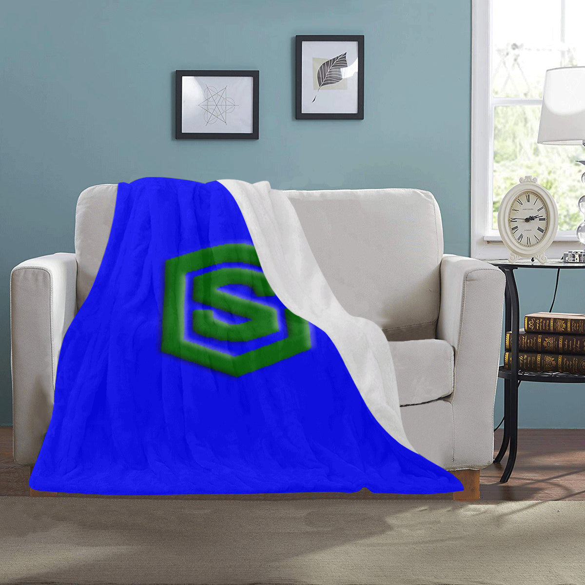 Blue Ultra-Soft Micro Fleece Blanket with Green Logo Ultra-Soft Micro Fleece Blanket 30"x40"