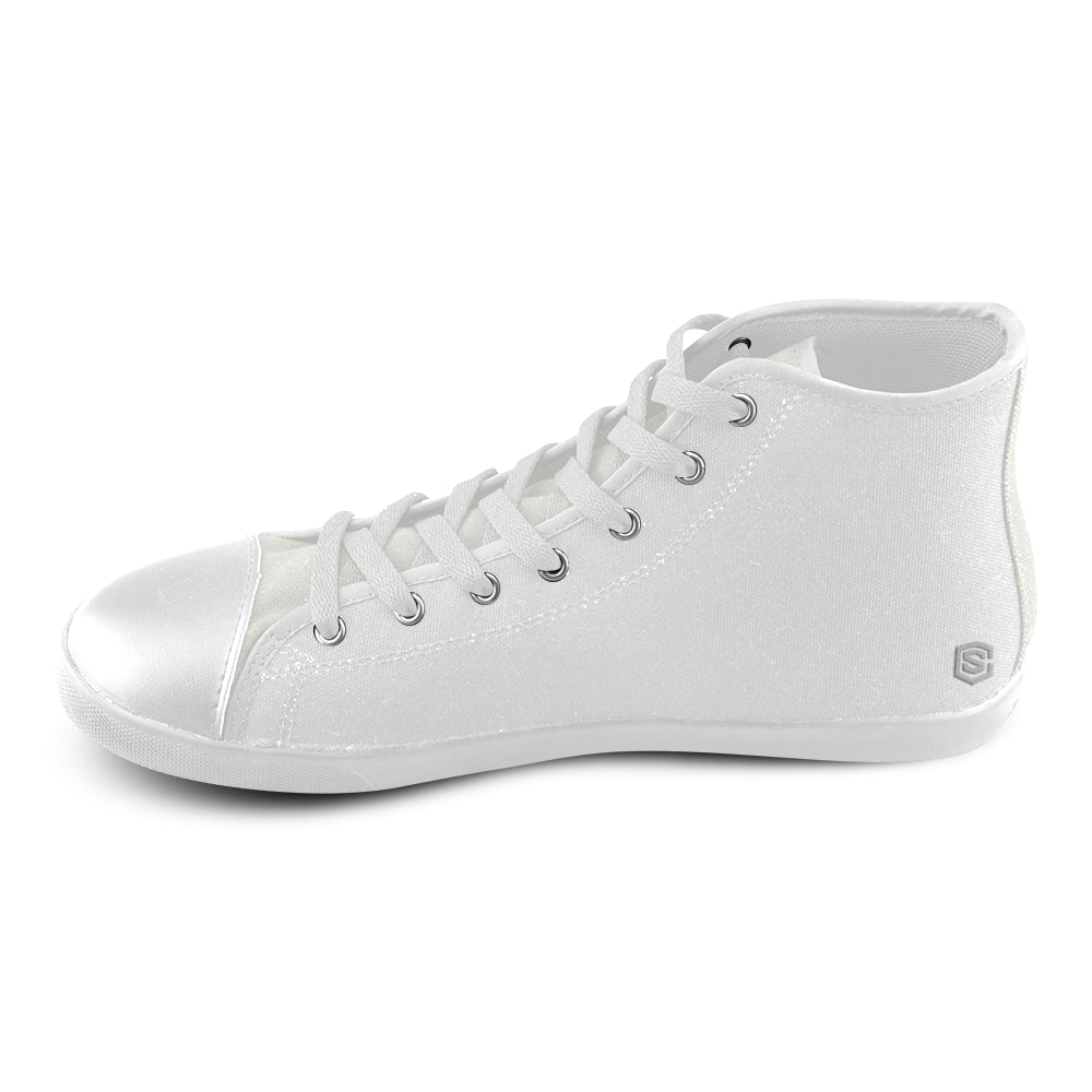GRAY CANVAS KID SHOES silver logo High Top Canvas Kid's Shoes (Model 002)
