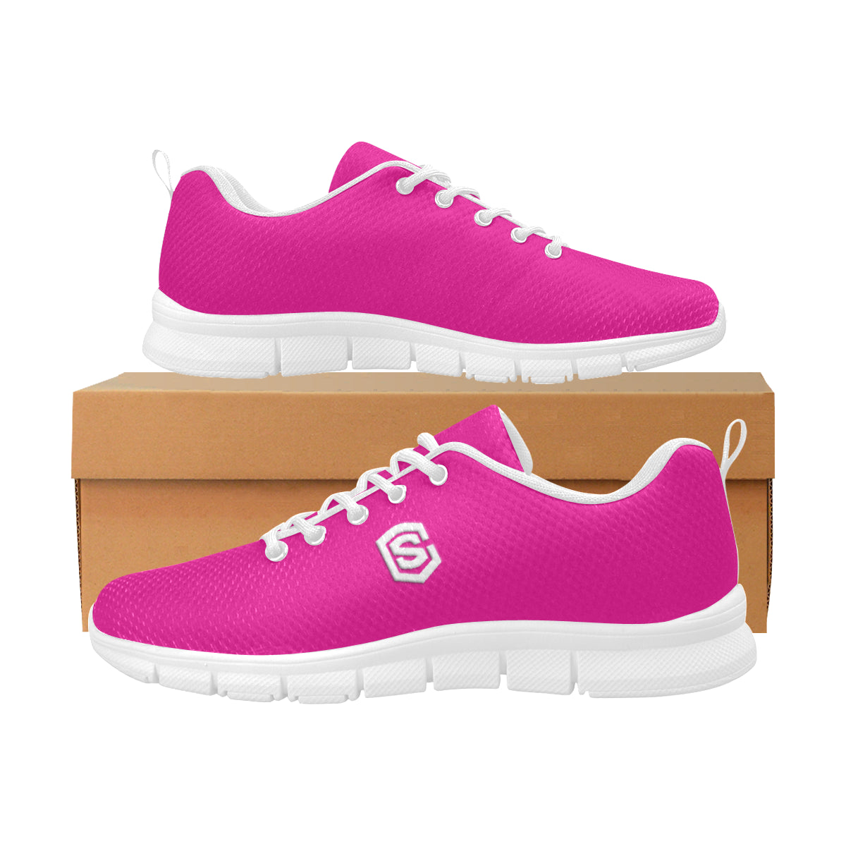 white logo Women's Breathable Running Shoes (Model 055)