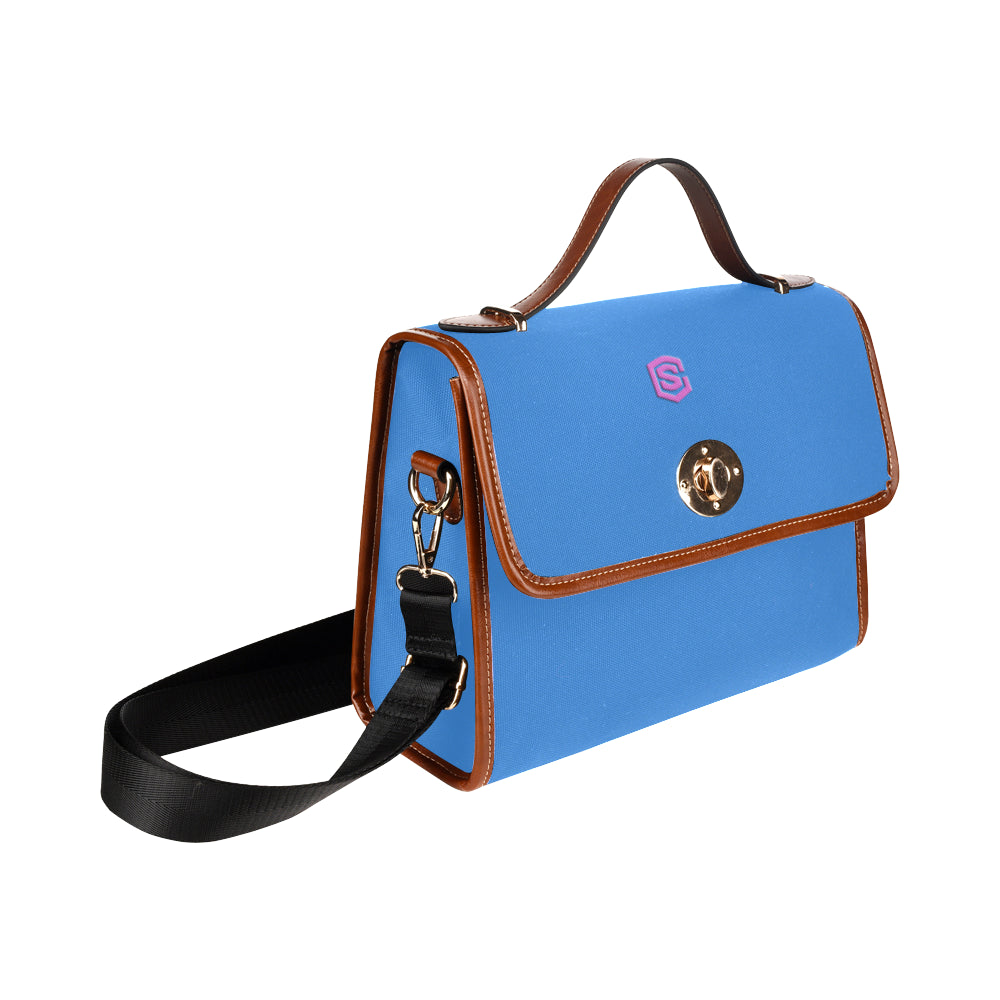 BLUE WATERPROOF CANVAS BAG PINK logo Waterproof Canvas Bag/All Over Print (Model 1641)