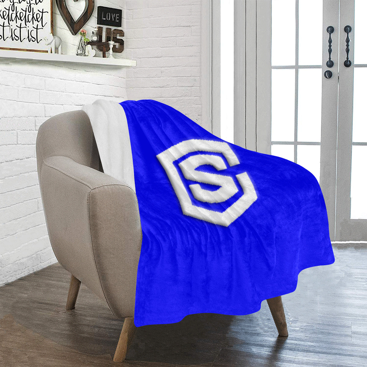 Blue Ultra-Soft Micro Fleece Blanket with White Logo Ultra-Soft Micro Fleece Blanket 30"x40"