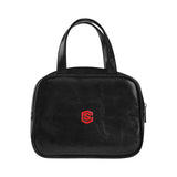 BLACK LEATHER TOP HANDLE HANDBAG red logo Leather Top Handle Handbag (Model 1662)