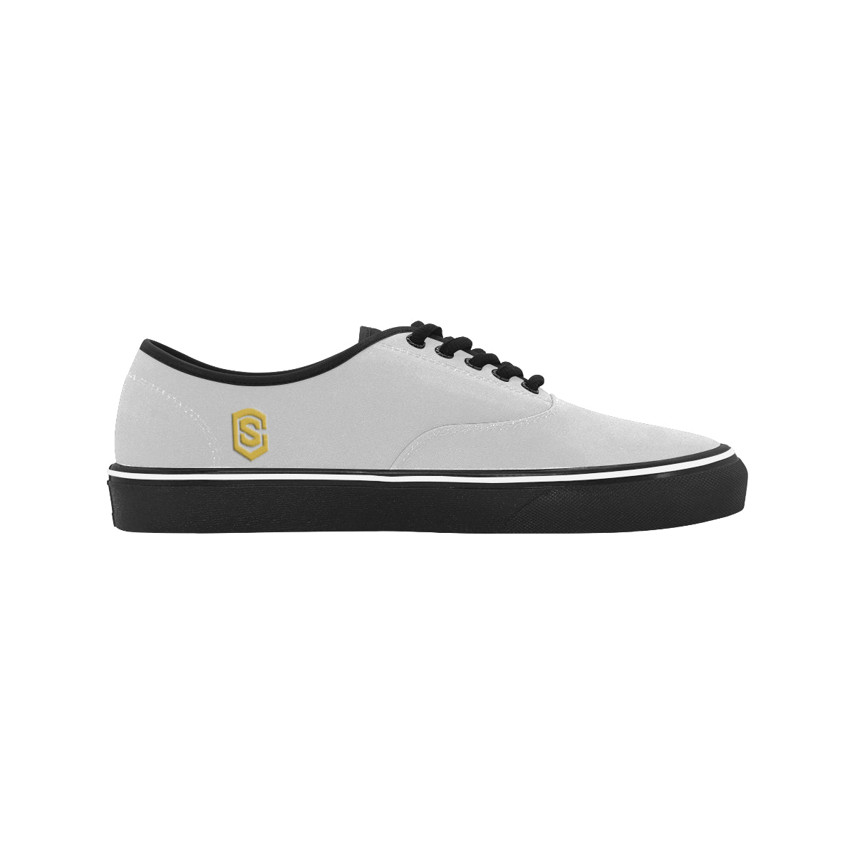 gold logo Classic Men's Canvas Low Top Shoes/Large (Model E001-4)
