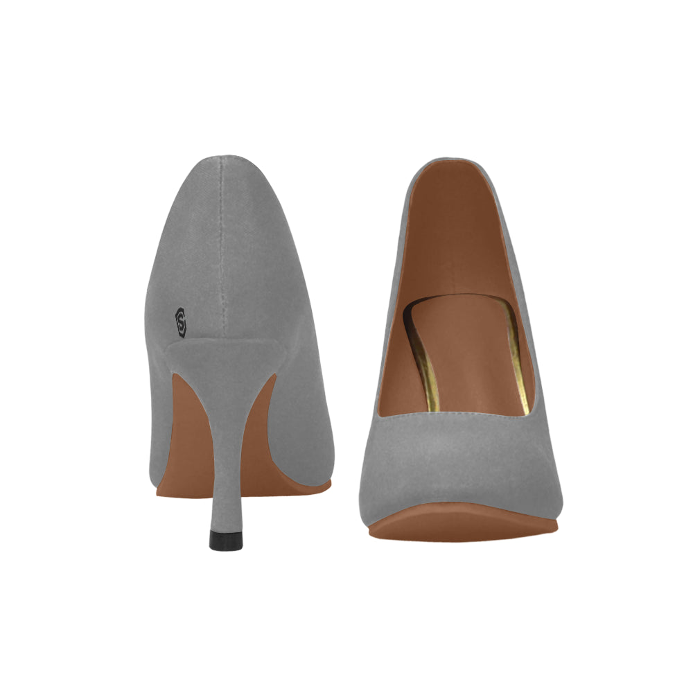 GRAY Women's High Heels black logo Women's High Heels (Model 048)