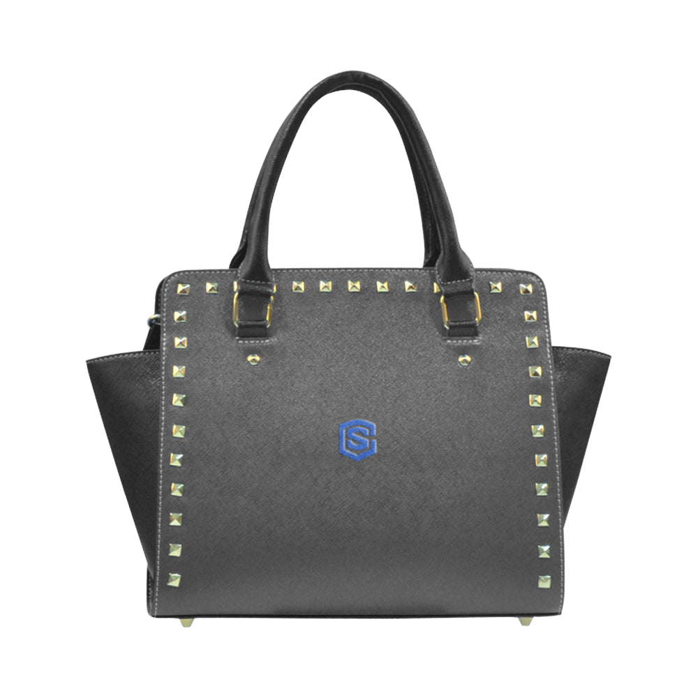 BLACK RIVET SHOULDER HANDBAG blue logo Rivet Shoulder Handbag (Model 1645)