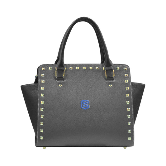 BLACK RIVET SHOULDER HANDBAG blue logo Rivet Shoulder Handbag (Model 1645)