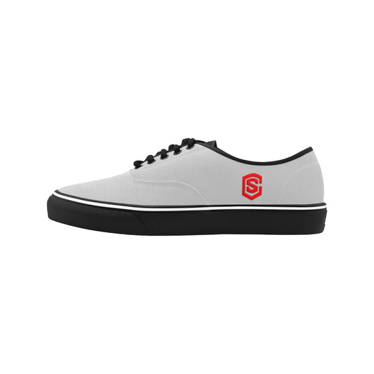 red logo Classic Men's Canvas Low Top Shoes/Large (Model E001-4)