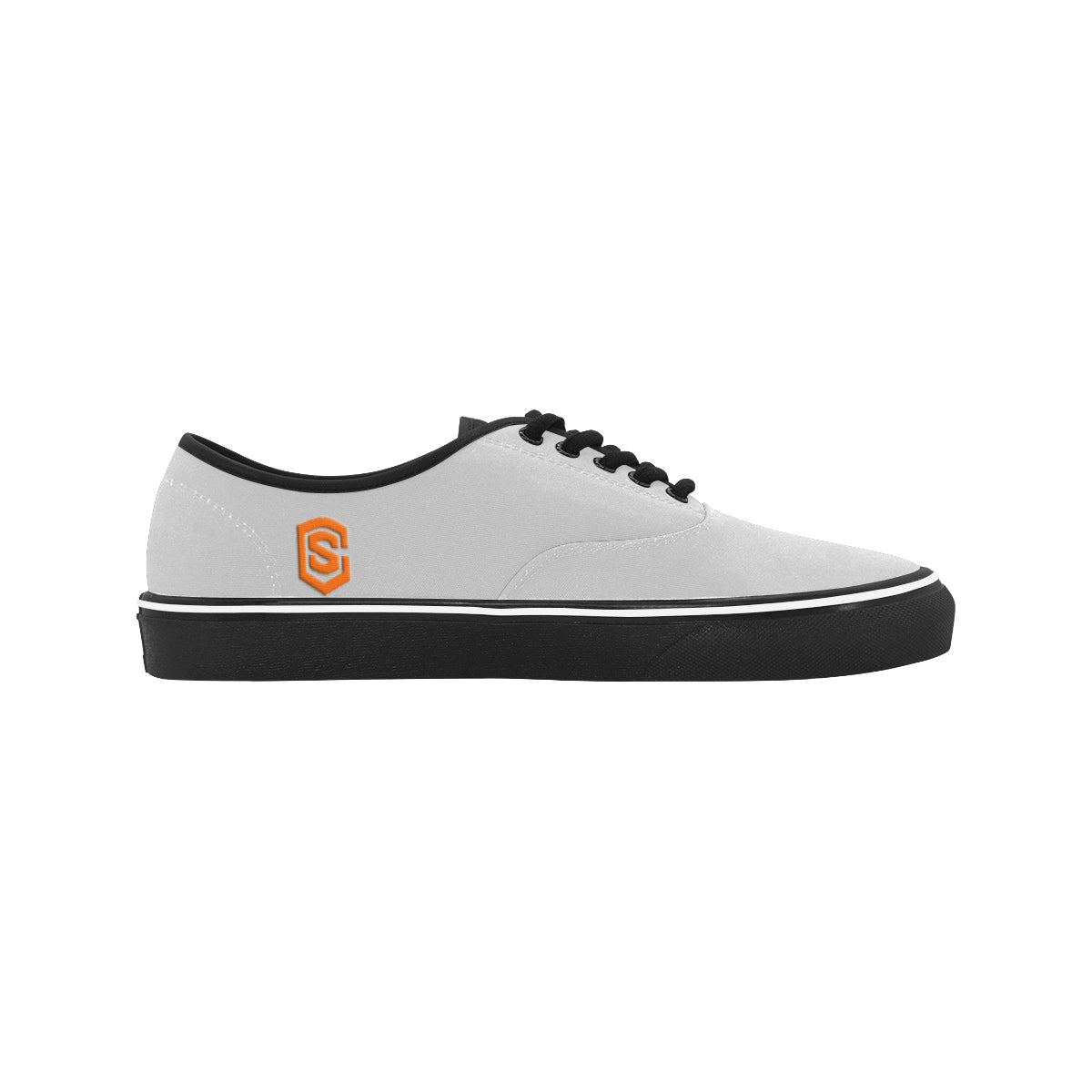 orange logo Classic Men's Canvas Low Top Shoes/Large (Model E001-4)