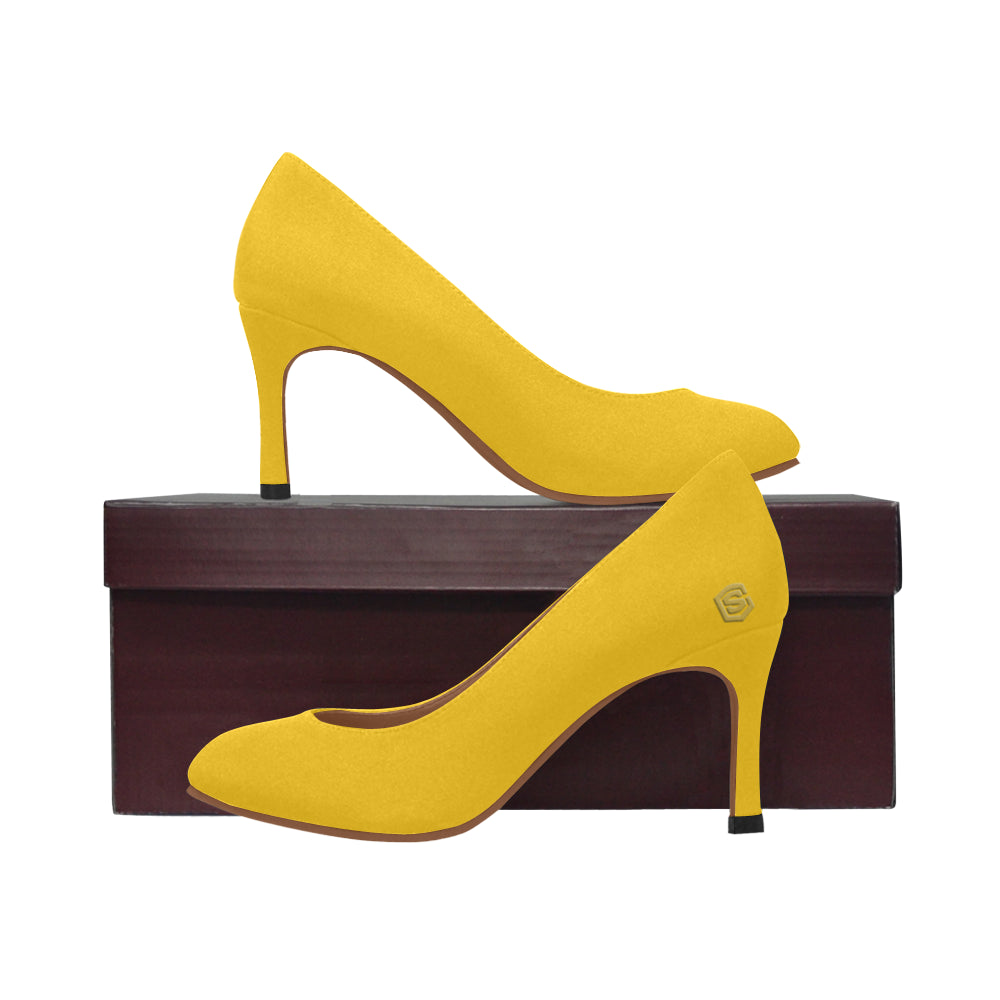 gold logo Women's High Heels (Model 048)