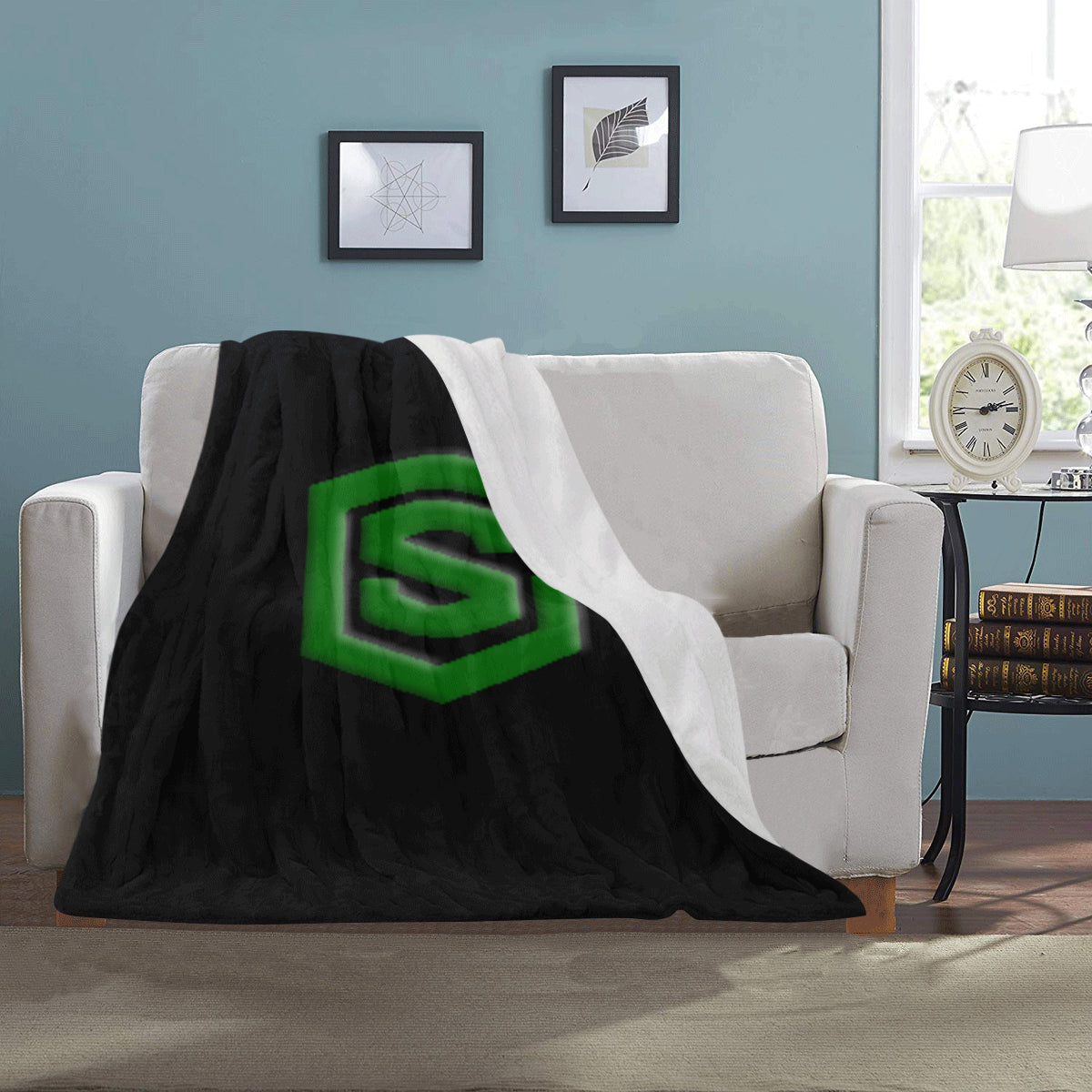 Black Ultra-Soft Micro Fleece Blanket with Green Logo Ultra-Soft Micro Fleece Blanket 30"x40"