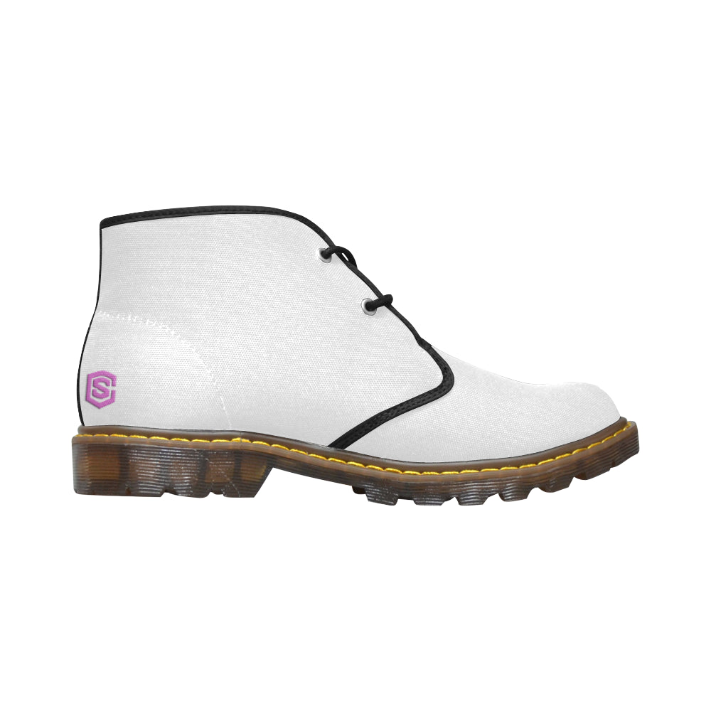 pink logo Women's Canvas Chukka Boots (Model 2402-1)