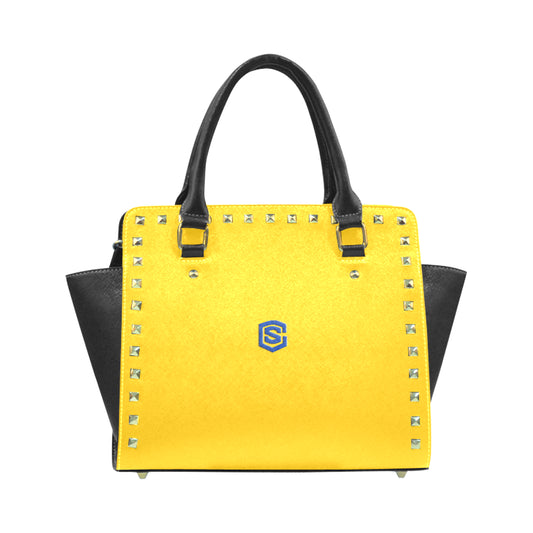 YELLOW RIVET SHOULDER HANDBAG blue logo Rivet Shoulder Handbag (Model 1645)