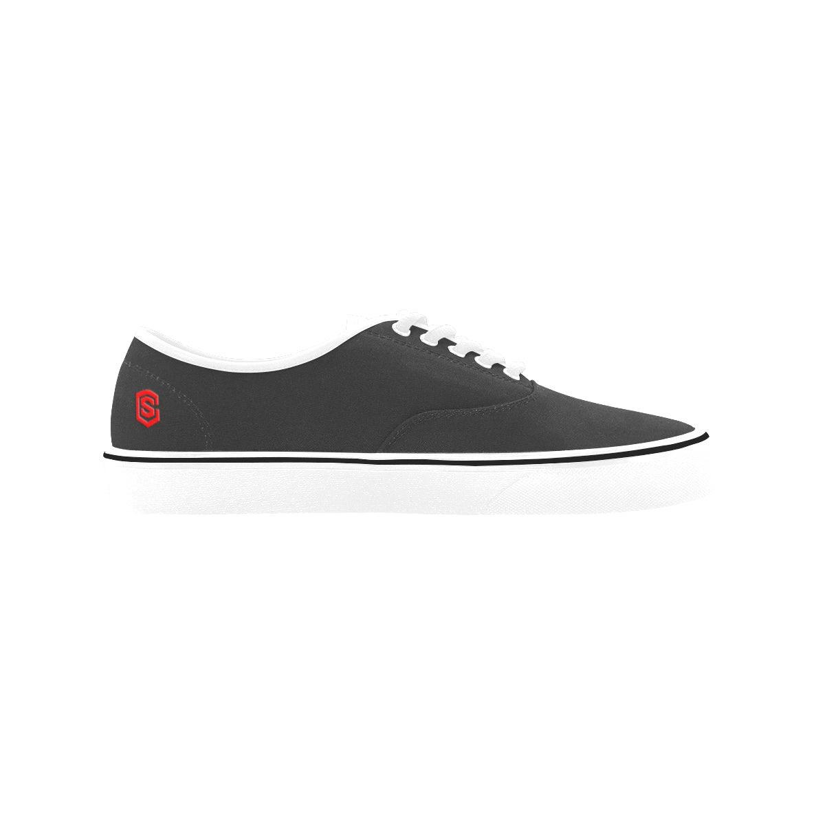 red logo Classic Women's Canvas Low Top Shoes (Model E001-4)