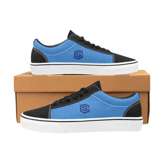 blue logo Men's Low Top Skateboarding Shoes (Model E001-2)