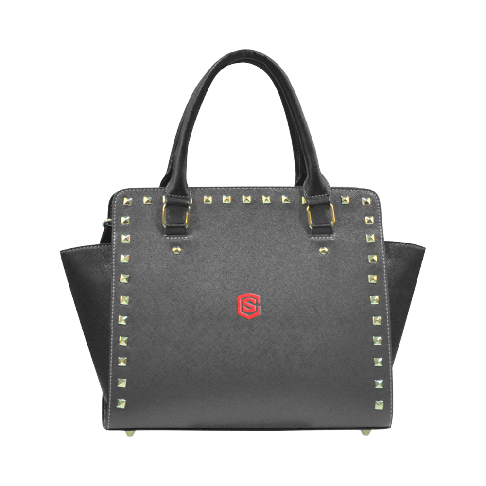 BLACK RIVET SHOULDER HANDBAG red logo Rivet Shoulder Handbag (Model 1645)