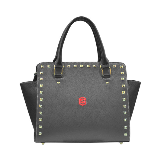 BLACK RIVET SHOULDER HANDBAG red logo Rivet Shoulder Handbag (Model 1645)