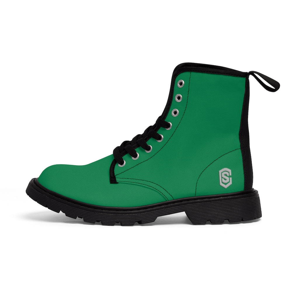 Green Men's Canvas Boots Silver Logo
