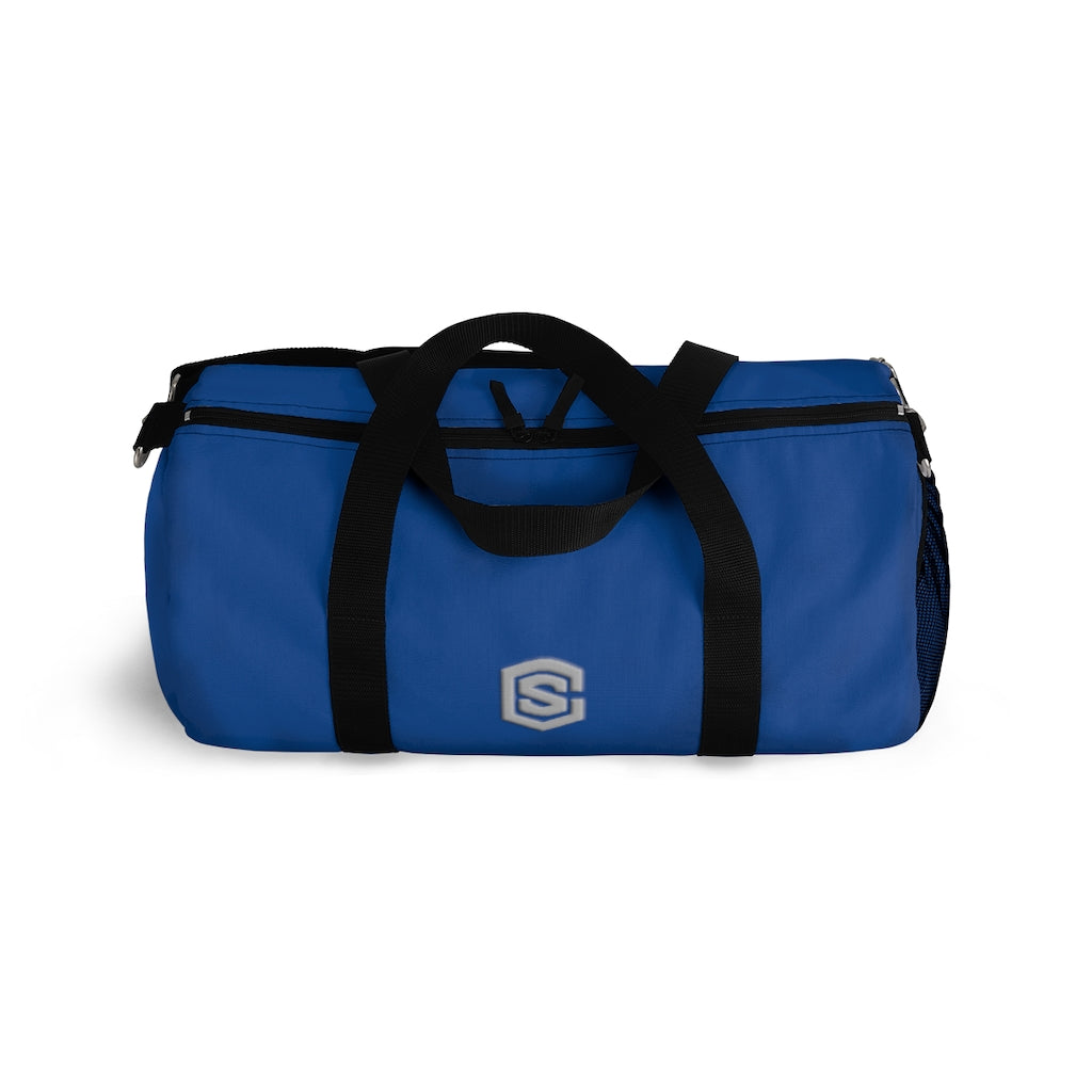 Blue Duffel Bag Silver Logo