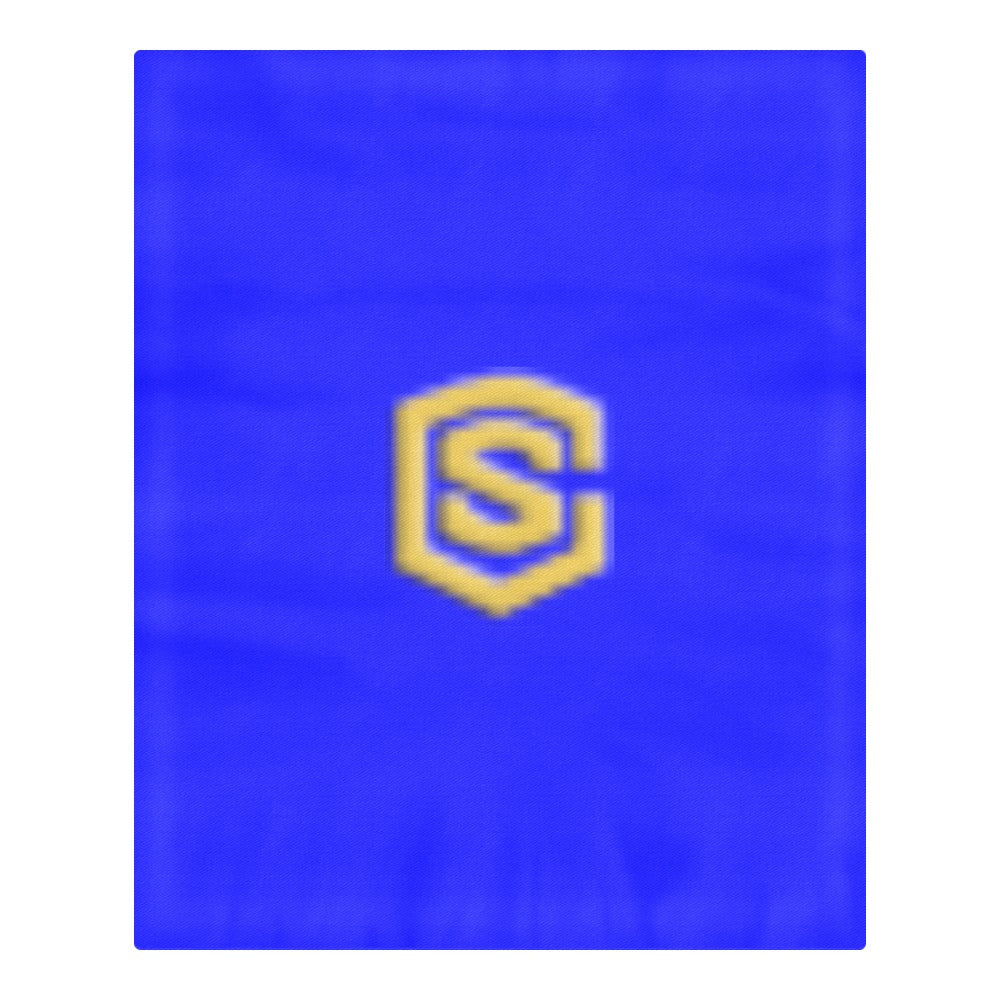 Blue 3-Piece Bedding Set (1 Duvet Cover 86"x70"; 2 Pillowcases 20"x30")(One Side) wtih Gold Logo 3-Piece Bedding Set (1 Duvet Cover 86"x70"; 2 Pillowcases 20"x30")(One Side)