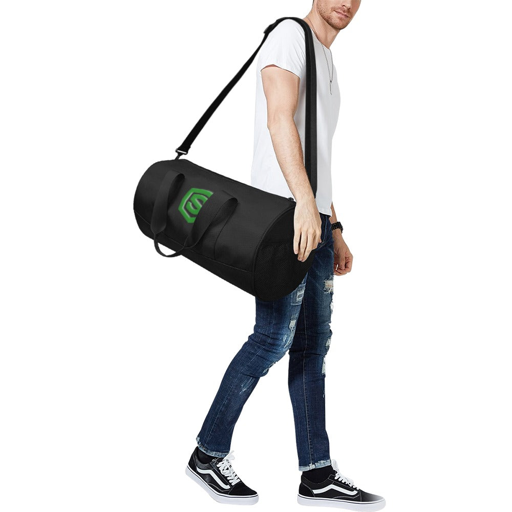 BLACK TRAVEL BAG WITH GREEN LOGO Travel Duffel Bags (Model 1679)