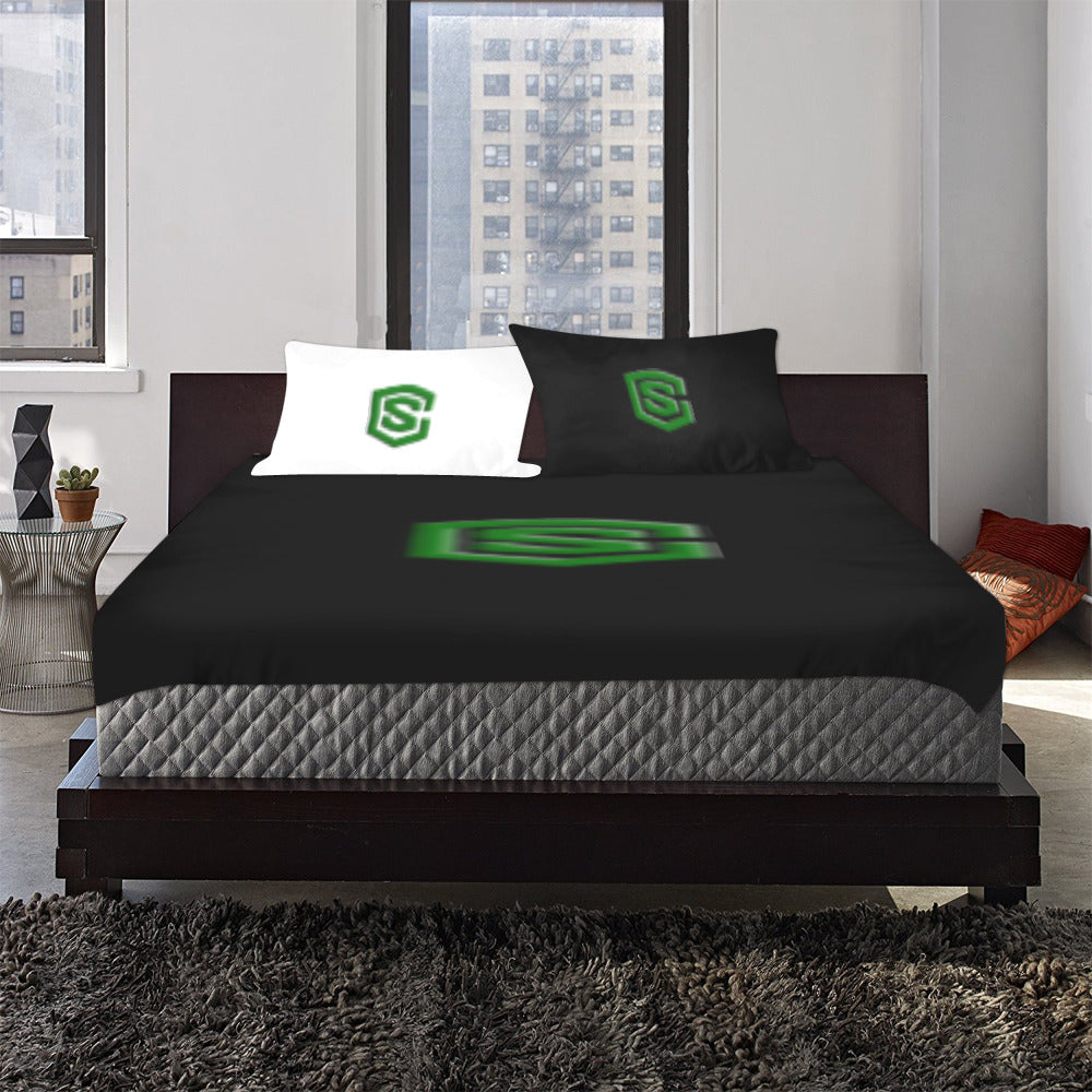 White Duvet Cover Yellow Logo 3-Piece Bedding Set (1 Duvet Cover 86"x70"; 2 Pillowcases 20"x30")(One Side)