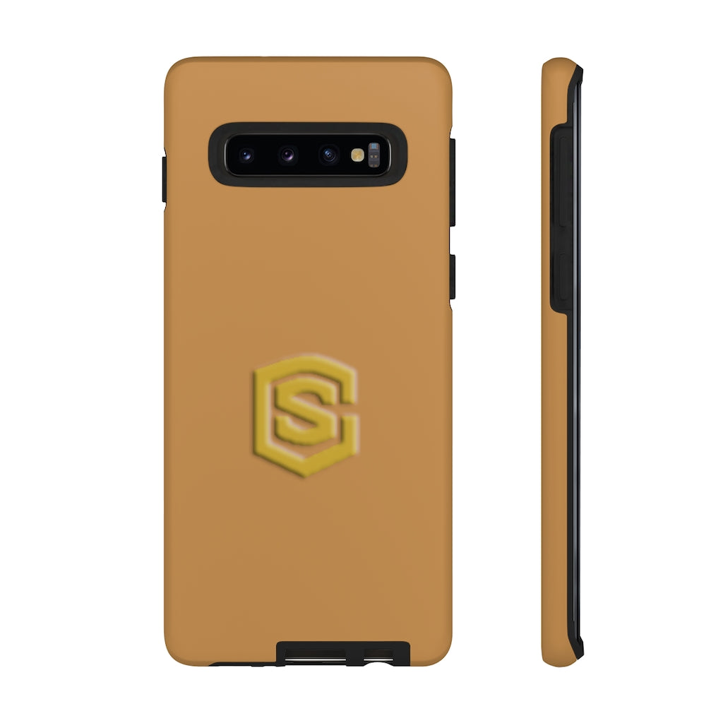 Light Brown Tough Cases Gold Logo