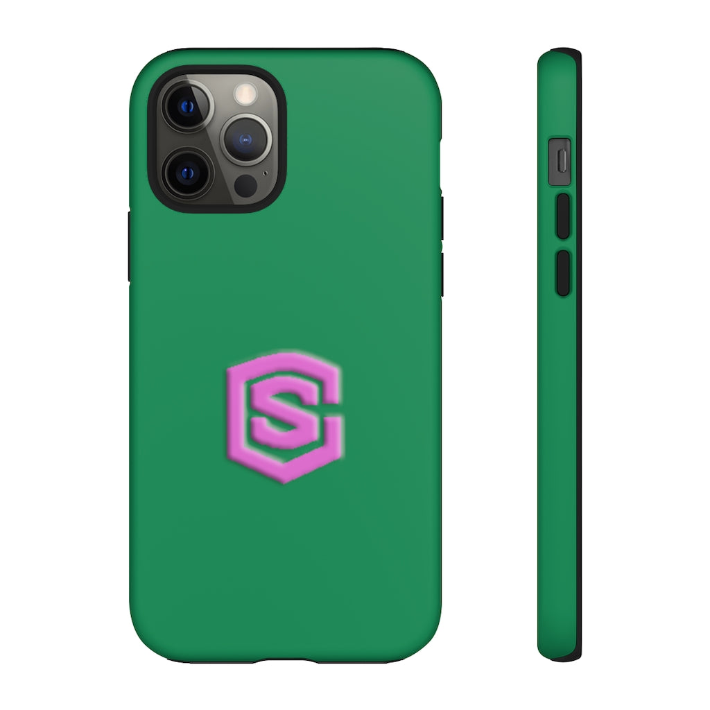 Green Tough Cases Pink Logo