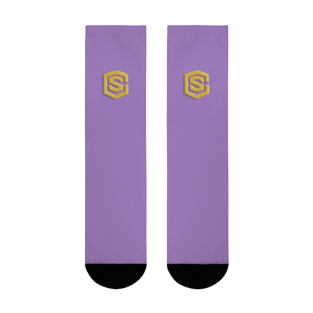 Purple Sublimation Crew Socks (EU) Gold Logo