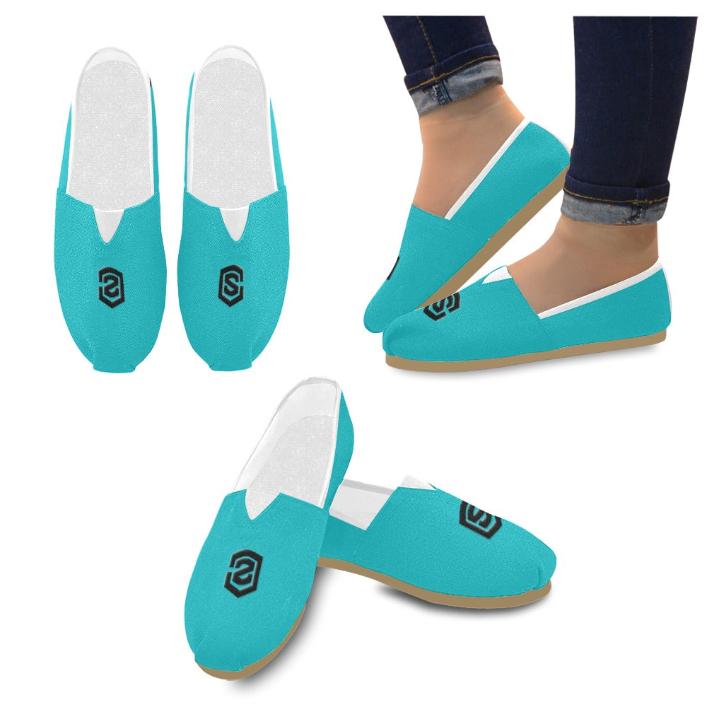 PINK Casual Canvas Women's WITH BLACK LOGO Casual Canvas Women's Shoes (Model 004) (Designs are mirrored)