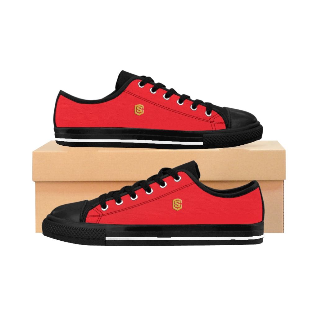 Red Men's Sneakers golden logo