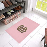 Pink Door Mat with Brown Logo Doormat 24" x 16" (Sponge Material)