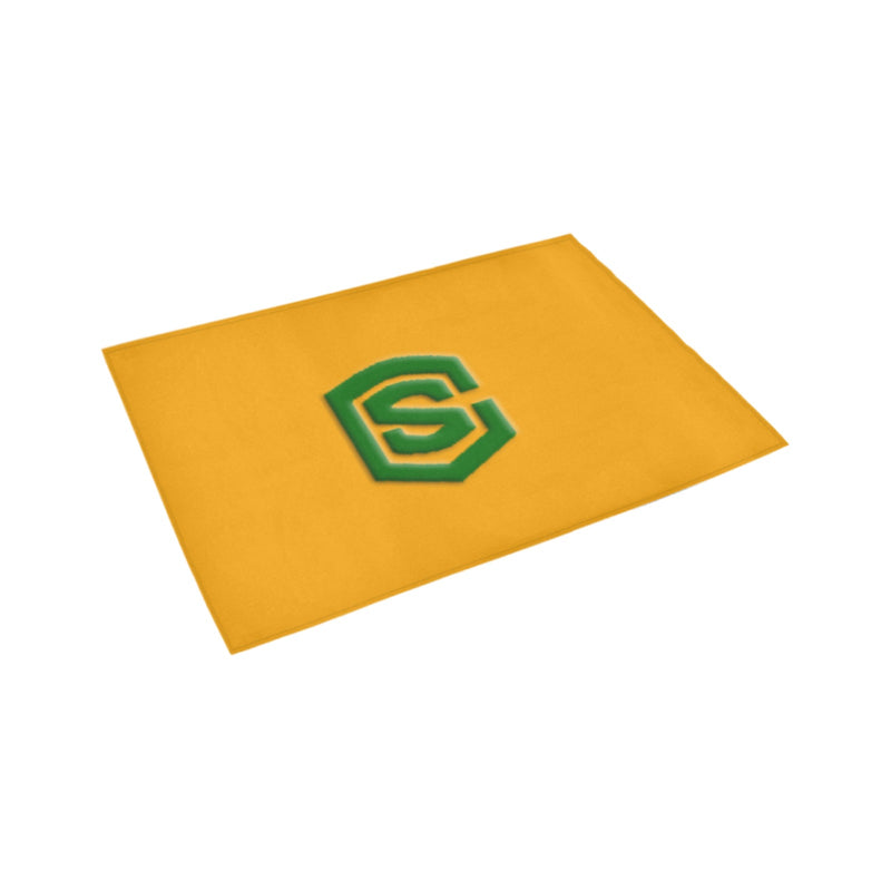 Orange Door Mat with Green Logo Doormat 24" x 16" (Sponge Material)