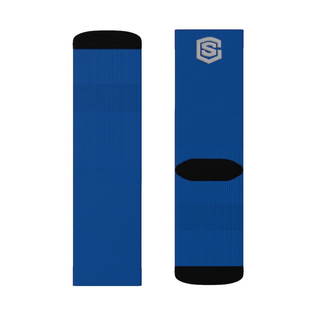 Blue Sublimation Socks Silver Logo