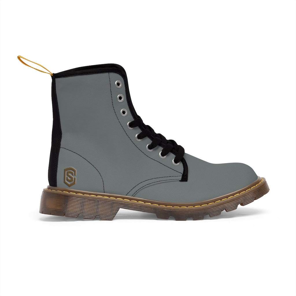 Grey Men's Canvas Boots Brown Logo