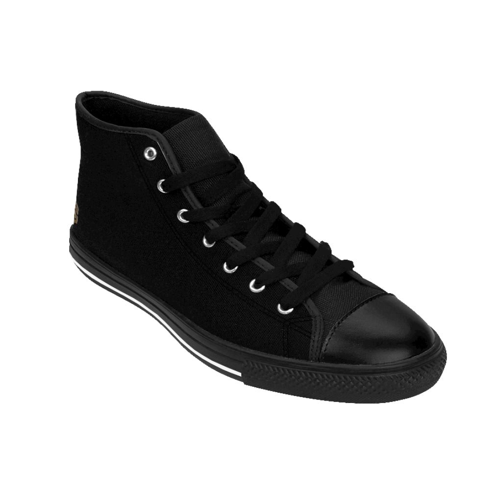 black Women's High-top Sneakers brown logo