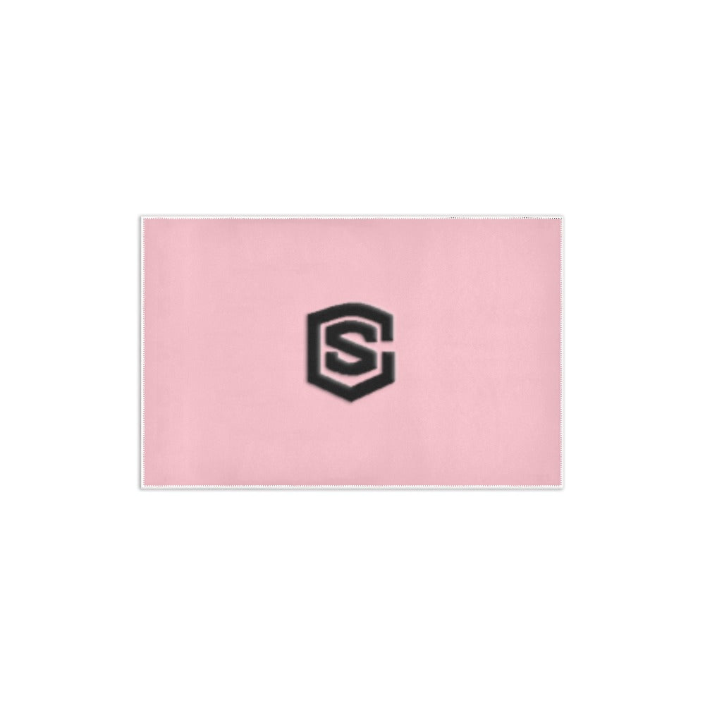 Pink Area Rug 2.6' x 1.7' with Black Logo Area Rug 2.6' x 1.7'