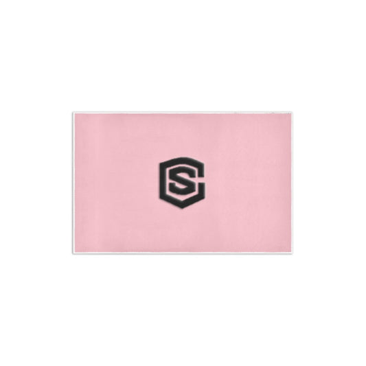 Pink Area Rug 2.6' x 1.7' with Black Logo Area Rug 2.6' x 1.7'