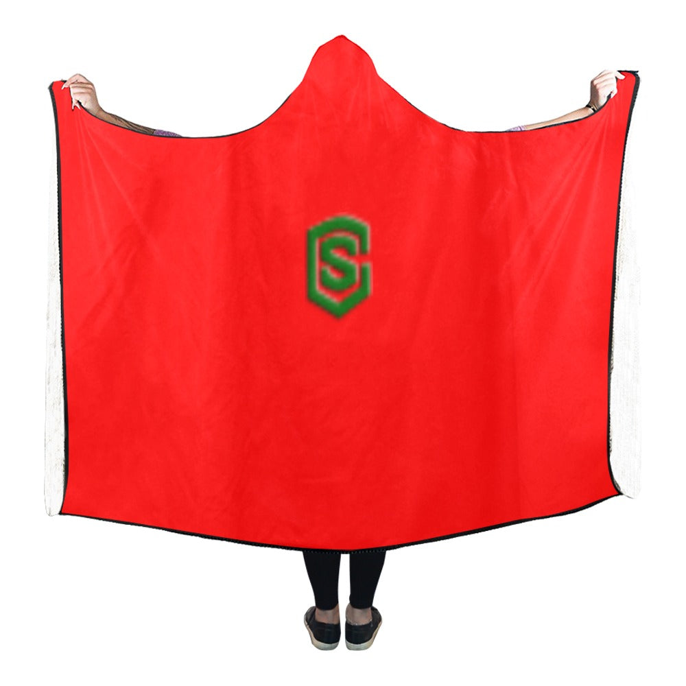 Red Hooded Blanket 80"x56" with Green Logo Hooded Blanket 80"x56"