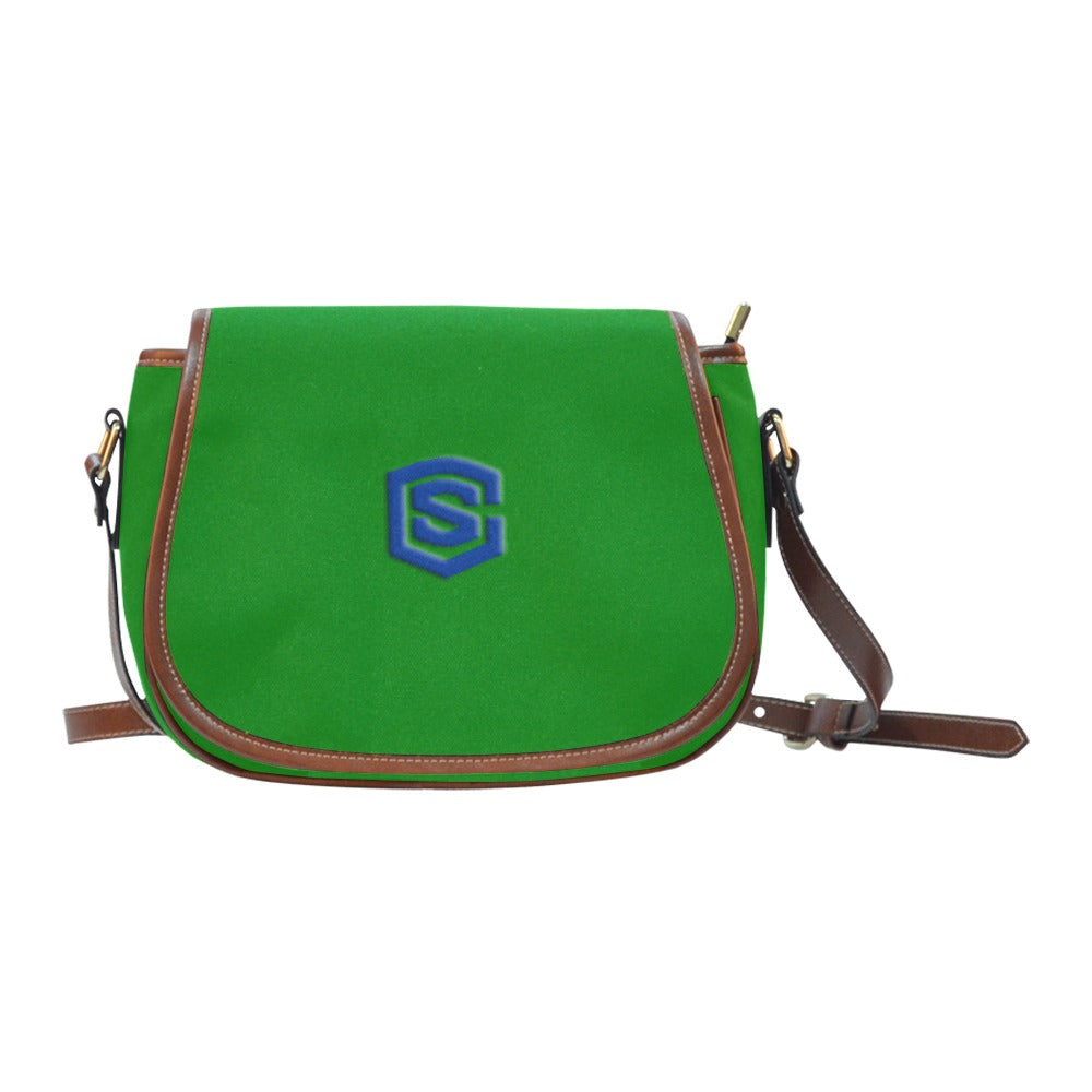 GREEN Saddle Bag WITH BLUE LOGO Saddle Bag (Model 1649) (Small)